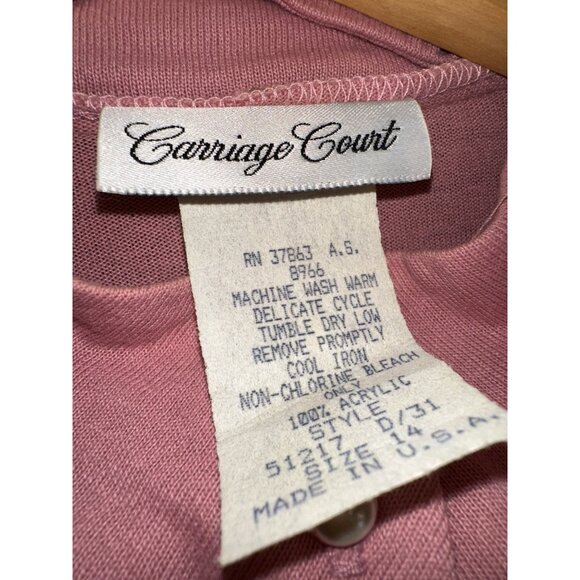 Vintage Carriage Court Mauve Dress Pearl Buttons Size 14 - Picture 4 of 5